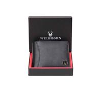 WildHorn Cartera de cuero de grano superior para hombre, 9 ranuras para tarjetas, 2 divisas y 2 compartimentos secretos, 1 cremallera y 3 ranuras para tarjetas de identificación, negro, Clásico