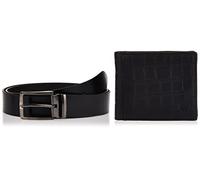 WildHorn Cesta de regalo para hombre, cartera de cuero y cinturón, juego de regalo para amigo, novio, marido, padre, hijo, etc, NUEVO CROCO NEGRO, Free size/adjustable, Contemporáneo