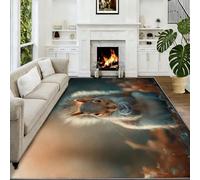 Wildlife - Alfombra lavable a máquina, 60 x 90 cm, antideslizante, color gris americano, para sala de estar, dormitorio, comedor, habitación de los niños, mesita de noche, cocina y salón