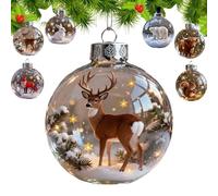 Wildlife Animal Wonders Collection Crystal Glass Ornament,3D Vivid Playful Animal Ball Christmas Decoration,Handcrafted Clear Ball Hanging for Christmas Tree,Home Decor,Holiday Keepsake (Deer)