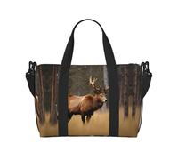 Wildlife - Bolsa de viaje con estampado de ciervo y alce, bolsa de lona de entrenamiento, bolsa de hombro para la noche, bolsa de fin de semana para mujeres y hombres, Negro -, Talla única