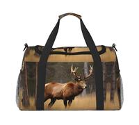 Wildlife - Bolsa de viaje grande de lona con estampado de ciervo y alce para mujer, bolsa de viaje para fin de semana, Negro -, Talla única