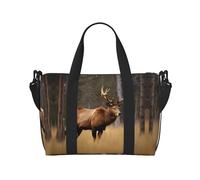 Wildlife - Bolsa de viaje para mujer, diseño de ciervo, oso y alce, bolsa de mano grande para fin de semana, bolsa de entrenamiento para gimnasio, bolsa de hospital para mamá, Black, Talla única