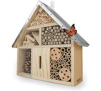 WILDLIFE FRIEND Hotel para Insectos con Techo de Metal. Casa para Insectos en Madera Natural para Abejas, Mariquitas, crisópidos, Mariposas. Mariposario