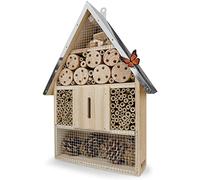 WILDLIFE FRIEND Hotel para Insectos con Techo de Metal. Casa para Insectos en Madera Natural para Abejas, Mariquitas, crisópidos, Mariposas. Mariposario