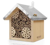 WILDLIFE FRIEND I Hotel de Abejas con Techo de Metal, Hotel de Insectos de Abejas Silvestres - premontado de Madera de Pino y 100% Resistente a la Intemperie