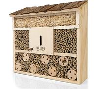 WILDLIFE FRIEND I Hotel de Abejas, Insectos con Techo de Corteza - Casa de Insectos sin Tratar Hecha de Madera Natural - para Abejas, Mariquitas y Mariposas