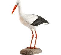 Wildlife Garden DecoBird White Stork - Cigüeña Blanca - Madera/Tallado a Mano/Pintado Respetuoso con el Medio Ambiente - (Alto x Largo x Ancho) 18 x 18 x 7 cm