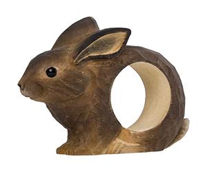 Wildlife Garden WG4564 - Servilletero de madera tallada a mano, diseño de conejo