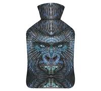 Wildlife Gorilla Botella de agua de goma con cubierta de felpa suave, bolsa de agua caliente para invierno, manos y pies, protección contra el frío, 1000 ml