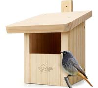 WILDLIFE HOME Caja nido para colirrojo doméstico, petirrojo de madera maciza, resistente a la intemperie, media cueva para colirrojos, colirrojo de jardín, nido para pájaros para exteriores,