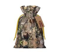 Wildlife Hunting Deer Bear Elk Print Christmas Bags with Drawings, Christmas Treat Pouches, Party Favor Bags M
