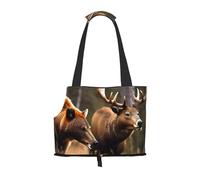 Wildlife Hunting Deer Bear Elk Print Puppy Carrier Dog Walking Bags Pets Dogs Carrier Bags for Small Dogs and Cat and Rabbit