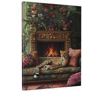 Wildlife - Lienzo decorativo para pared, diseño floral verde de selva, decoración del hogar de estilo vintage para sala de estar, dormitorio, oficina, obras de arte de animales singulares, 8 x 12