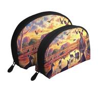 Wildlife of Australia - Bolsas de maquillaje estampadas, 2 piezas, portátil, bolsa de aseo de viaje, White, Talla única