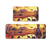 Wildlife Of Australia - Juego de 2 tapetes de cocina antideslizantes de madera antifatiga, tapetes largos para el hogar y la oficina
