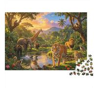 Wildlife Park Jigsaw Puzzle 1000 Pieces Recycled Rich Tropical Art Puzzles for Boy & Girl Parent Child Game Props Developing Boy & Girl‘s Intelligence Educational 70x50cm/1000pcs