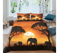 Wildlife silhouette Funda de Edredón Microfibra Suave 3 Piezas Compuesto Estampado 3D Wildlife silhouette Funda Edredon con Fundas de Almohada Suave Lavables for niños y niñas Single（135x200cm）