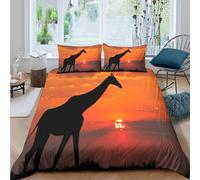 wildlife silhouette style Funda Edredon Microfibra Suave Tres Piezas Estampado 3D wildlife silhouette estilo Funda de Edredón con Fundas de Almohada Suave Lavables for Adolescentes Single（135x200cm）