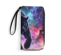 Wildlife Tiger Galaxy - Cartera larga de piel para hombre y mujer, con cordón