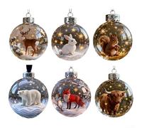 Wildlife Wonders 2026 - Decoración de bola de Navidad de animales de plástico transparente con detalles de estrellas brillantes para árbol de vacaciones y centros de mesa decorativos (6)