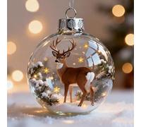 Wildlife Wonders - Colección de adornos de bolas de cristal de 2.75 x 2.75 pulgadas, adornos hechos a mano para árbol de Navidad, regalos conmemorativos, bolas de Navidad de plástico transparente
