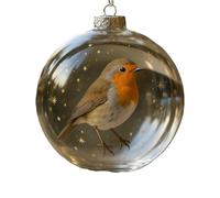 Wildlife Wonders Collection Adorno de bola de cristal con animal vívido en el interior, esfera de cristal decorativa, paquete de 2 unidades de 7 cm de diámetro (A-petirrojo europeo)