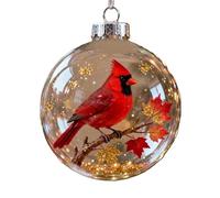 Wildlife Wonders Collection Adorno de bola de cristal con animal vívido en el interior, esfera de cristal decorativa, paquete de 2 unidades de 7 cm de diámetro (D-cardenal del norte y hoja de arce)