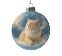 Wildlife Wonders Collection - Adorno de bola de cristal con animal vívido en el interior, esfera de cristal decorativa, paquete de 2 unidades de 7 cm de diámetro (gato chinchilla)