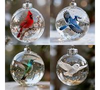 Wildlife Wonders Collection Crystal Plastic Ornament, Nature’S Birds Crystal Plastic Ornament Set, 2.75in Handcrafted Vivid 3D Animal Christmas Decoration
