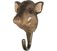 WILDLIFEGARDEN Wildlife Garden - Gancho de jabalí (WG503) - Gancho para Animales tallados a Mano de Madera y Metal - Colección de Animales Europeos
