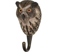 WILDLIFEGARDEN Wildlife Garden WG501 Gancho búho - Gancho de madera y metal tallado a mano - Colección Animales Europeos