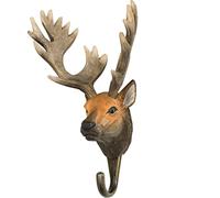 WILDLIFEGARDEN Wildlife Garden WG509 - Gancho de Ciervo Rojo Tallado a Mano de Madera y Metal - Colección Animales Europeos