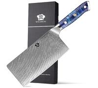 WILDMOK Cuchillo de carnicero profesional de acero damasco de 22cm, picador de carnicero, mango de resina, hoja resistente para el hogar, cocina y restaurante