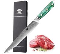 WILDMOK Cuchillo de trinchar Damasco, cuchillo de carne profesional afilado de 22cm, cuchillo de cocina multifuncional hecho de acero japonés Super VG10 con mango de espiga completa