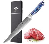 WILDMOK Cuchillo de trinchar Damasco, cuchillo de carne profesional afilado de 22cm, cuchillo de cocina multifuncional hecho de acero japonés Super VG10 con mango de espiga completa