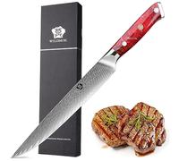 WILDMOK Cuchillo de trinchar Damasco, cuchillo de carne profesional afilado de 22cm, cuchillo de cocina multifuncional hecho de acero japonés Super VG10 con mango de espiga completa