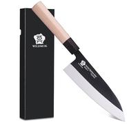 WILDMOK Cuchillo Deba de 7 pulgadas - Cuchillo asiático Usuba Sashimi de salmón con hoja de acero inoxidable alemán y mango de madera tradicional