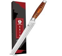 WILDMOK Cuchillo Panadero de 20 cm Cuchillo de Pan con Hoja Dentada y Mango de Madera Cuchillo de Acero Alemán Inoxidable y Muy Afilado