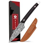 WILDMOK Cuchillo para frutas Cuchillos para pelar Acero inoxidable Cuchillo utilitario de 3.3 pulgadas Cuchillo de cocina para cortar frutas y verduras con estuche de cuero (B)
