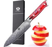 WILDMOK Cuchillo utilitario de cocina, cuchillo utilitario de cocina de 5 pulgadas, cuchillo utilitario de acero de Damasco Super Sharp Ultimate cuchillo multiusos para rebanar