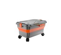 WildOath Depósito de agua portátil con ruedas, contenedor plegable de 22 L para lavado de automóviles y uso al aire libre, rodillo de 360° y barra de tracción, a prueba de fugas, gris, 53 x 34 x 22 cm