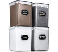 Wildone Large Food Storage Containers 5.2L /175oz 4 Piece BPA Free Plastic Airtight Food Storage Containers for Flour Sugar Baking Supplies Kitche