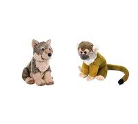 WILDREPUBLIC Wild Republic Peluche Lobo Cuddlekins, de 0 a 99 años, 30cm & Wild Republic CK Mini saimirí/Mono Ardilla de Peluche, 20 cm (12303)