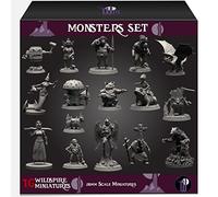 Wildspire Paquete de Monstruos para DND Miniatures - 16 Monsters Minis 28mm-32mm Escala - Accesorios D&D, Figuras, Set Starter para Mesa Heroquest