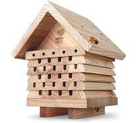 wildtier Herz Beenenhotel - Diseño pesado de madera maciza atornillada - ayuda para anidar y colmenar resistente a la intemperie para abejas silvestres - Hotel de insectos grande XXL con casquillos