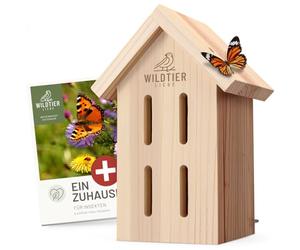 wildtier liebe Casa de mariposas - sin tratar y robusta, hotel de insectos mariposa de madera maciza resistente a la intemperie - Criar mariposas para el jardín