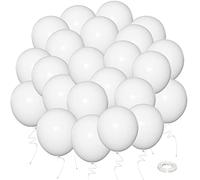 Wiletasz 100 globos blancos de látex de 30 cm, globos blancos para fiestas, helio de 12 pulgadas, guirnalda de globos blancos para baby shower, bodas, fiestas de cumpleaños