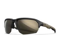Wiley X JAKL Captivate - Gafas de sol balísticas, gafas de seguridad para hombres y mujeres, protección ocular UV para disparar y al aire libre, marcos negro mate y bronceado, lentes de espejo de