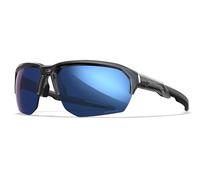 Wiley X JAKL Captivate - Lentes de sol polarizados, lentes de seguridad para hombres y mujeres, protección ocular UV para disparar y al aire libre, marcos gris cristal brillante, lentes de espejo azul